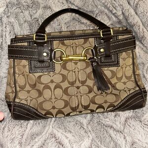 Coach Brown and Tan Signature Satchel